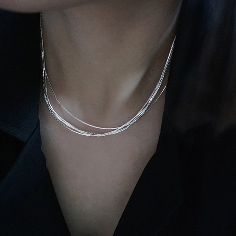 Collana Multistrato In Acciaio Al Titanio Placcata Oro 18K Choker Catena Da Clavicola Per Donna
