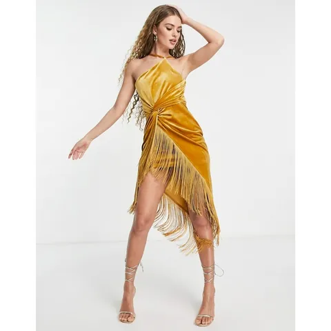 Sexy Halter Fluwelen Jurk Voor Dames Asymmetrische Franjezoom Off-Shoulder Elegante Party Avond Cocktail Glamoureus