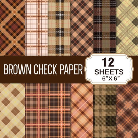 Vintage Brown Checkered Scrapbook Paper Set Grid Pattern Background Material For DIY Craft Journaling Decoration Stationery