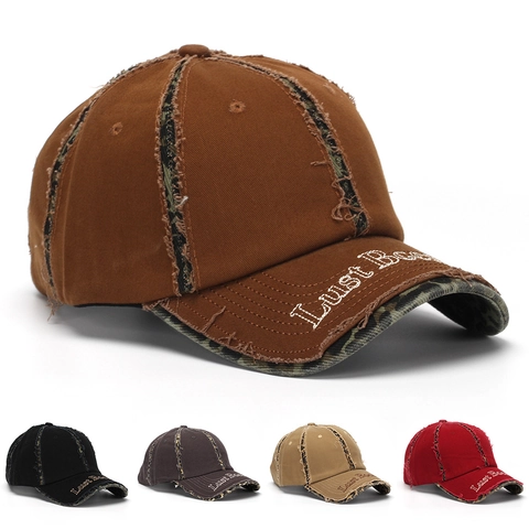 Gorra De Béisbol De Algodón Desgastado Vintage Deshilachado Bordado 3D Camuflaje Parche De Leopardo Ajustable Sombrero De Sol
