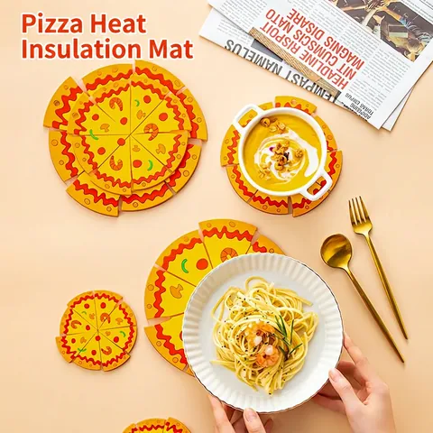 PVC Hitzebeständige Tischsets Und Untersetzer Süße Sonnenblumen Kirschblumen Pizza Formen Rutschfeste Platzsets Esszimmer