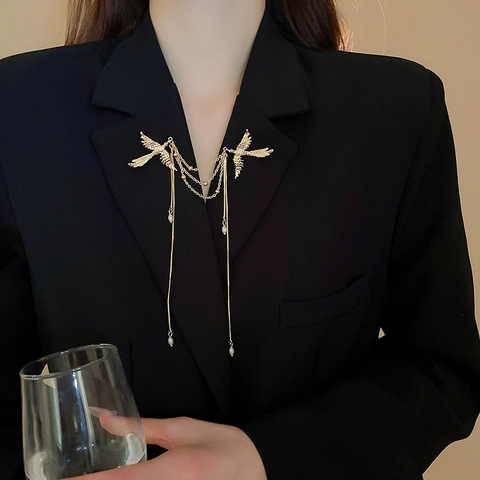 Phönix Vogel Brosche Kupferlegierung Kunstperle Lange Quaste Elegante Chinesischen Stil Corsage Anstecknadel Für Frauen
