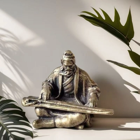 Figurine In Miniatura In Lega Stile Cinese Antico Cavaliere Studioso Decorazione Paesaggio Bonsai Ornamento Scrivania Metallo