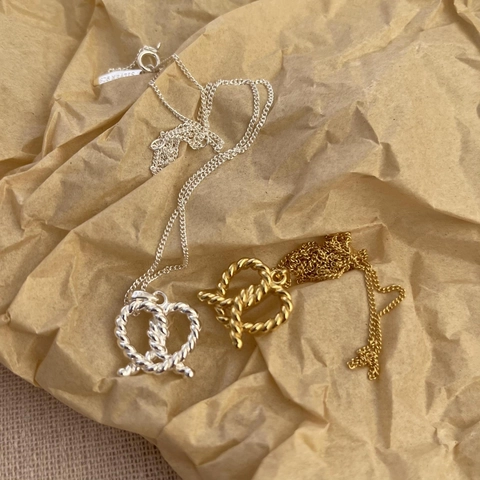 925 Sterling Silber Herz Pretzel Anhänger Halskette Minimalistische Gedrehte Gewebte Textur Schmuck Für Damen