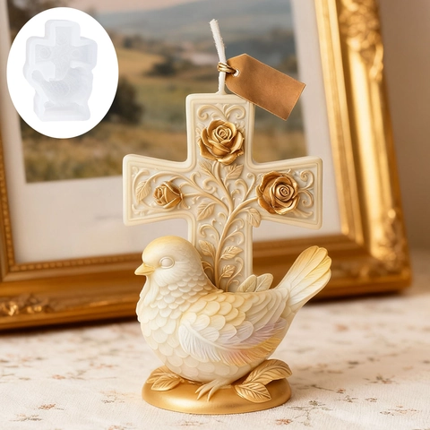 Stampo In Silicone Croce Colomba Rosa Fai Da Te Pietra Aromatica Strumento Per Creare Candele Profumate Ornamento Religioso Decorativo