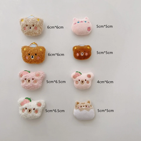 Cute Cartoon Plush Animal Brooch Pin Soft Teddy Velvet Bear Cat Head DIY Clothing Bag Decorative Badge Kawaii Accessory Gift