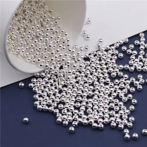 Perline Sfuse Rotonde In Argento Puro 999 Lucide Brillanti Accessori Per La Creazione Di Gioielli Fai Da Te