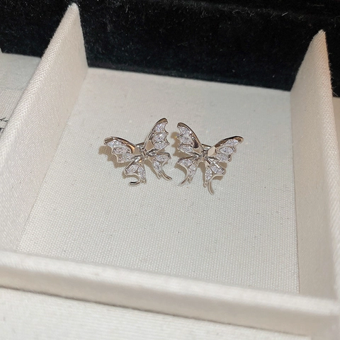 Schmetterling Ohrmanschette Zirkon Eingelegtes Kupfer Clip On Ohrring Silver Earring Post Mode Schmuck Für Damen
