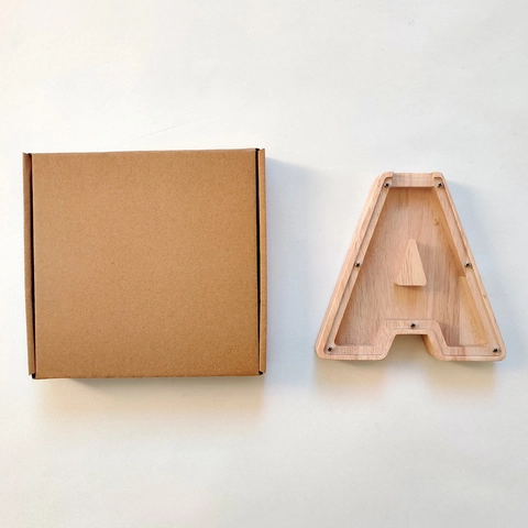 Alfabet Letter Spaarpot Houten Geld Bespaar Doos Transparant Acryl Paneel Home Decor Bureau Ornament Kinder Volwassen Cadeau