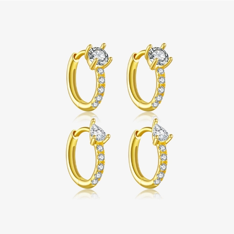 925 Sterling Silver Hoop Earrings Cubic Zirconia Round Pear Waterdrop Shape Rhodium 18K Gold Plated Fashion Jewelry Women
