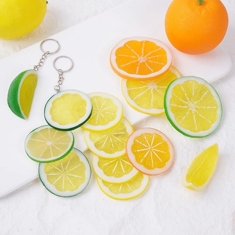 Realistic Artificial Lemon Slices PVC Simulation Fruit Models Photography Props Home Decor Accessories Keychain Pendants