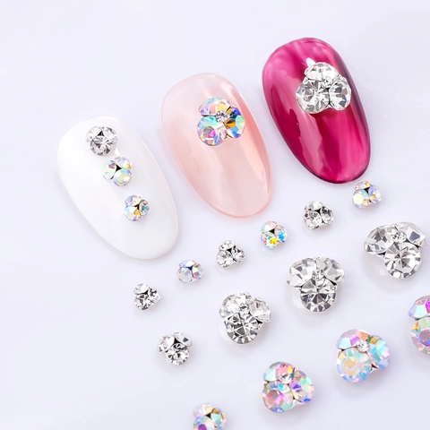 Strass Per Nail Art Fiore Forma Cuore Trifoglio Lega Cristallo Decorazioni Manicure Fai Da Te Aurora AB Chiaro