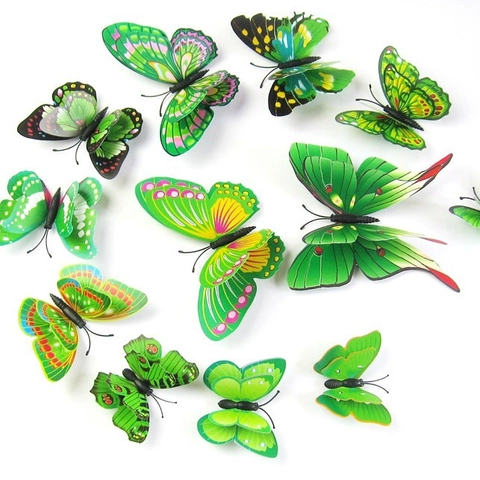 3D Butterfly Wall Stickers Double Layer Wings PVC Magnetic Decorative Home Room Ornaments Vivid Simulation