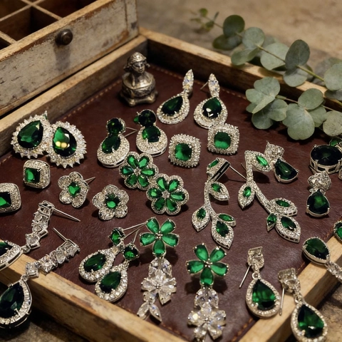 Emerald Green Zirconia Flower Tassel Earrings For Women Vintage Luxury 925 Sterling Silver Post Inlaid Crystal Dangle Earrings Fashion Jewelry
