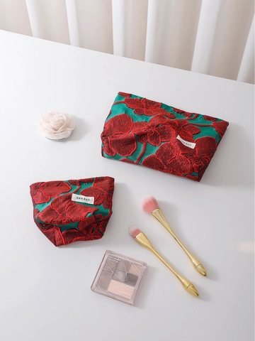 Vintage Chinesischer Stil Stickerei Kosmetiktasche Jacquard Stoff Make-up Beutel Mit Reißverschluss Eleganter Organizer Für Frauen