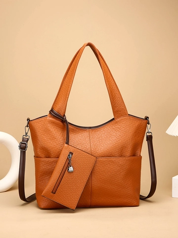 Bolso Tote De Gran Capacidad Para Mujer Con Bolsa Pequeña Cuero PU Patrón Elefante Bolso De Mano Commuter Elegante