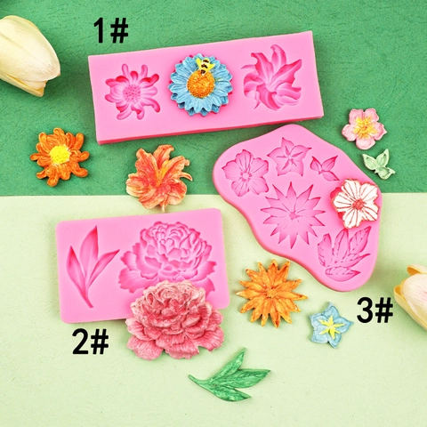 Siliconen Vorm Bloem Blad Zonnebloem Lelie Madeliefje Vorm Voor Fondant Taart Chocolade Decoratie Klei Zeep DIY Textuur