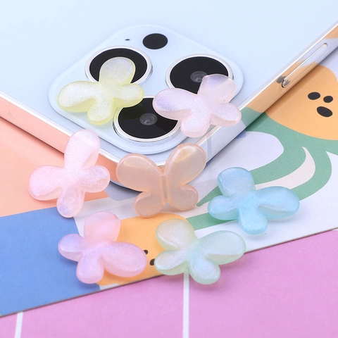 Butterfly Resin Beads Glitter Macaron Colors DIY Jewelry Making For Bracelet Hair Rope Phone Case Cartoon Style