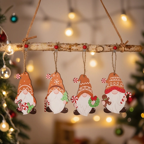 Addobbi Natalizi Appesi In Legno Omino Di Pan Di Zenzero E Ciondoli Di Gnomo Per Decorazione Festiva Festa