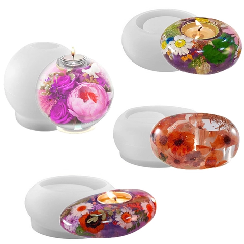 Silicone Mold For Candle Holder DIY Resin Casting Tool Sphere Oval Design For Home Decor Ornament Modern Flexible