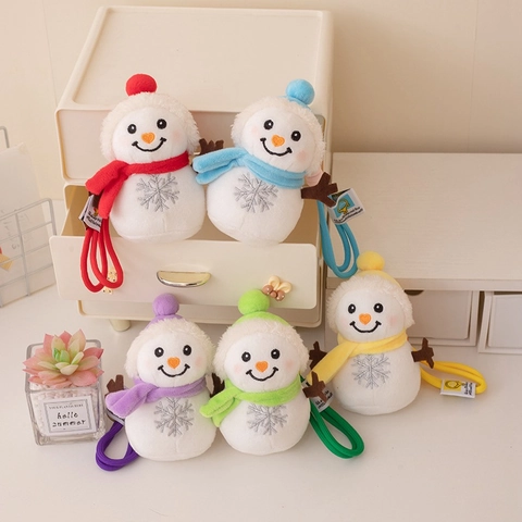 Ciondolo In Peluche Di Pupazzo Di Neve Con Cappello E Sciarpa In Maglia Ricamo Fiocco Di Neve Ornamento Natalizio Bambola