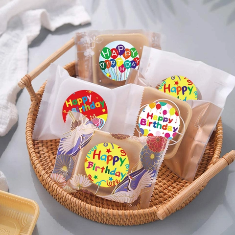 Στρογγυλά Αυτοκόλλητα Happy Birthday Πολύχρωμες Αυτοκόλλητες Ετικέτες Χαρτιού για Περιτύλιγμα Δώρου Σφράγιση Φακέλων Διακόσμηση Πάρτι Γενεθλίων για Παιδιά και Ενήλικες Εορτασμός