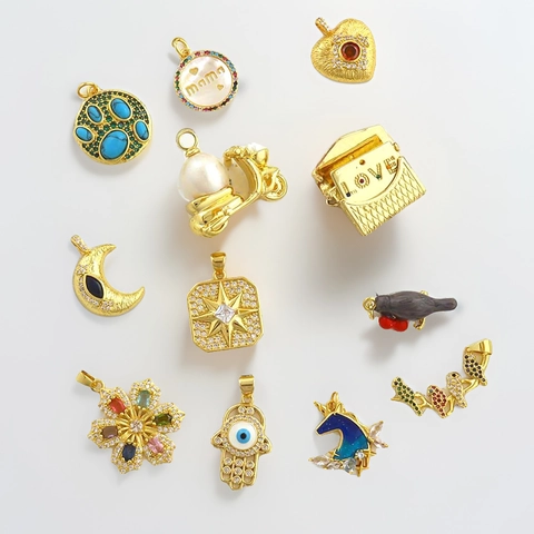 Ciondoli Pendenti In Rame Placcato Oro Moda DIY Gioielli Zirconia Smalto Conchiglia Per Collana Bracciale Accessorio