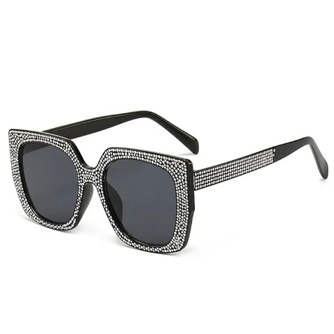 Occhiali Da Sole Quadrati Oversize Donna Cornice Strass Lusso Protezione UV400 Moda Streetwear Festa