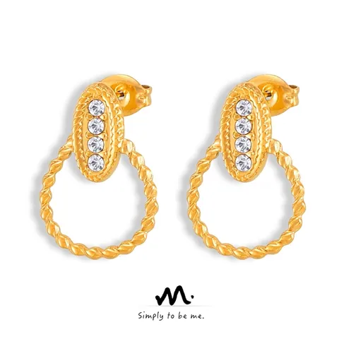 Französisch Vintage Edelstahl Zopfmuster Reifen Ohrhänger Für Damen Gold Silber Galvanisiert Strass Eingelegt Elegant Schmuck