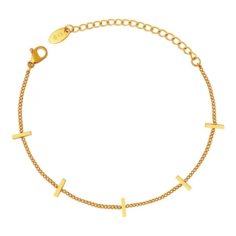 Minimalist Stainless Steel Bracelet 18K Gold Plated Fine Chain Long Bar Geometric Jewelry For Women Daily Accessory