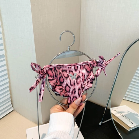 Mini Borsa A Tracolla Forma Bikini Per Donne Stampa Leopardata Pelle PU Con Manico Appendino In Metallo E Farfalla