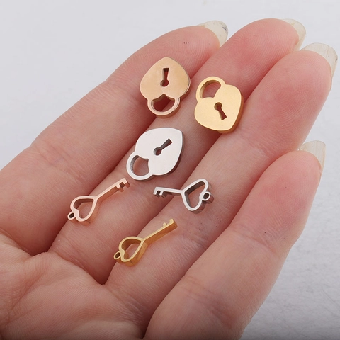 Heart Lock Key Pendants Charms 304 Stainless Steel Mirror Polished DIY Jewelry Accessories For Necklace Bracelet Making Couple Style