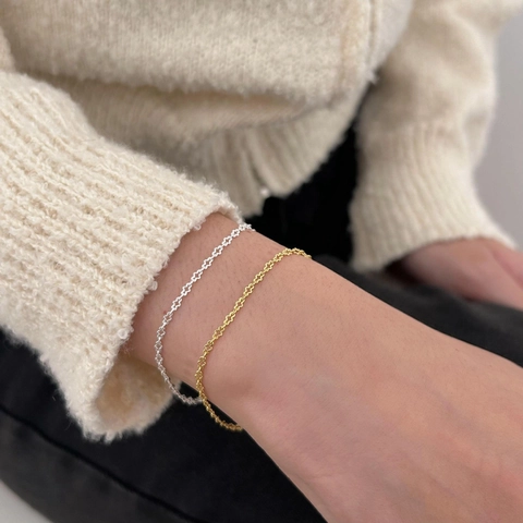 Bracciale In Argento Sterling 925 Minimalista Maglie Geometriche Stella Fiore Catena Sottile Regolabile Ciondolo Cuore Per Donne