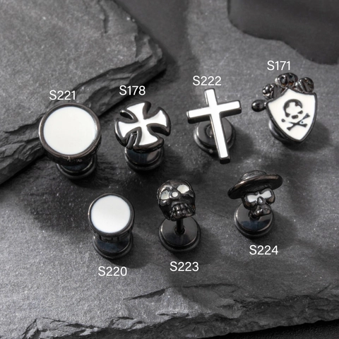 Orecchini A Lobo In Acciaio Inossidabile Punk Gothic Croce Teschio Geometrico Gioielli Retro Per Uomo Donna