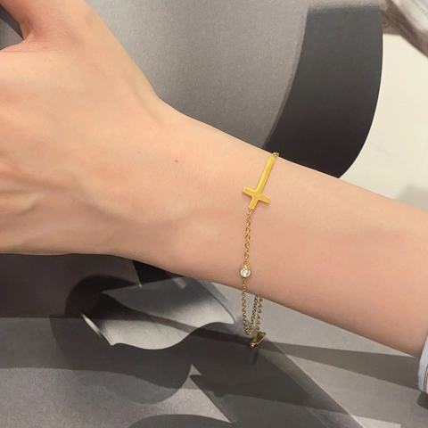 Collana E Bracciale In Acciaio Inossidabile Con Ciondolo A Croce E Zirconia Catena Minimalista Elegante Gioielli Per Donne