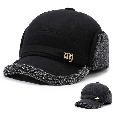 Gorra De Béisbol De Invierno Con Orejeras Algodón Textura Lana Cálida Resistente Al Viento Gorro Forrado De Felpa