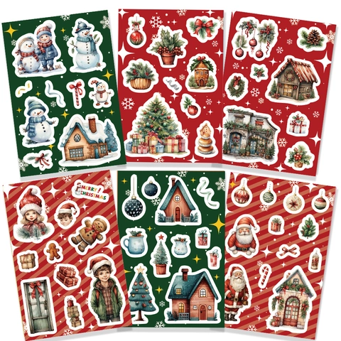 Autocollants De Noël Imperméable PVC Mat Peint À La Main Père Noël Bonhomme De Neige Scrapbooking DIY Journal Décalcomanies