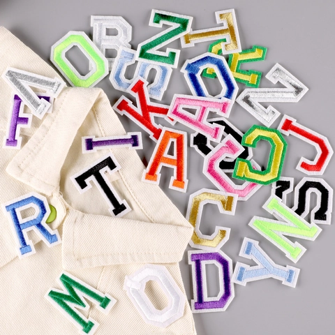 Embroidered Alphabet Letter Patches Iron On Heat Seal Polyester Fabric For DIY Clothing Jacket Backpack Decor Varsity Style