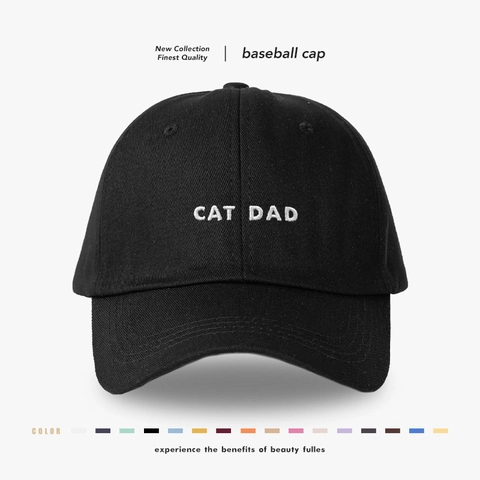 Baseball Cap Cotton Twill Embroidered Cat Mom Dad Lettering Sun Protection Casual Accessory For Pet Lovers