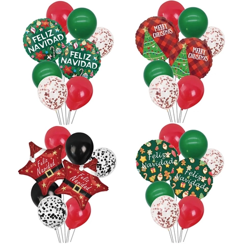 Weihnachtsballon Set Aluminiumfolie Und Latexballons Für Partydekoration Pailletten Bedruckt Feliz Navidad