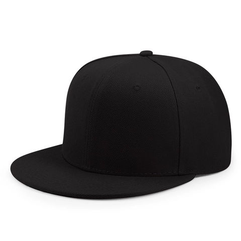 Unisex Flat Brim Snapback Baseball Cap Polyester Solid Color Hip Hop Hat Adjustable Six Panel Structured Sun Protection Hat
