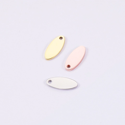 Dijes Ovalados En Blanco Acero Inoxidable 304 Pulido Espejo Fabricación Joyas Colgantes Metálicos Para Grabar DIY
