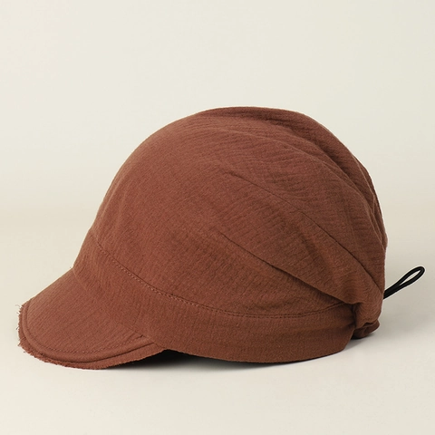 Dames Newsboy Pet Katoen Geplooid Verstelbaar Trekkoord Korte Rand Ademend Retro Japanse Stijl Baret Hoed
