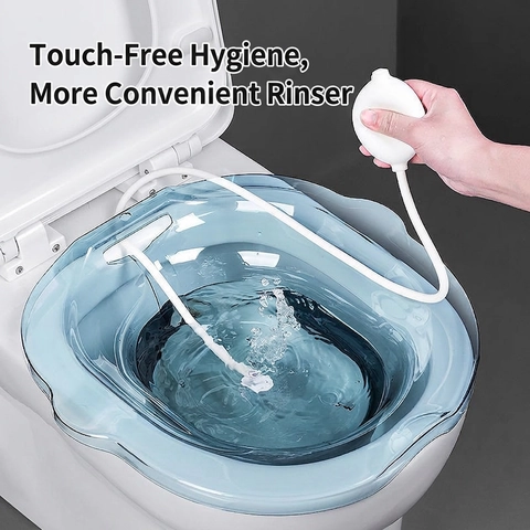 Transparente Sitzbadewanne Über Der Toilette Für Die Wochenbettpflege Hämorrhoidenlinderung Kunststoff Einweichbecken Mit Manueller Spritze
