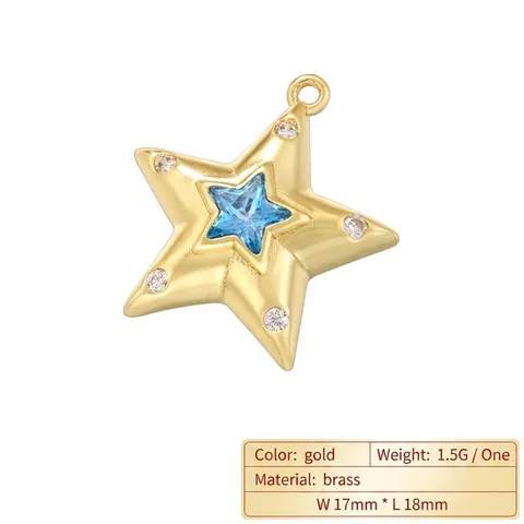 Pendentif Étoile Cuivre Laiton Zircon Émail Charme Pentagramme Accessoire De Création De Bijoux Mode Pour Femmes DIY
