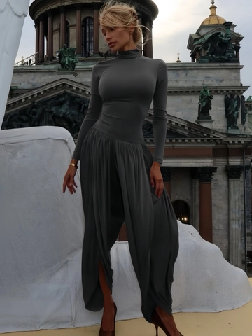 Tuta Da Donna Sexy A Collo Alto Manica Lunga Vestibilità Aderente Gamba Larga Tinta Unita Streetwear Poliestere Spandex