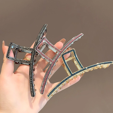Grande Molletta Per Capelli Lega Di Zinco Strass Elegante Geometrica Per Donne