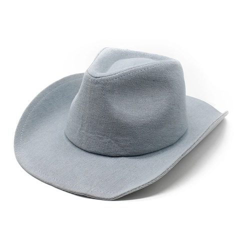 Western Cowboy Hat Wide Brim Denim Fabric Sun Protection Outdoor Travel Retro Style For Men Women