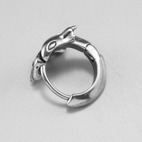 Hoop Earrings Dragon Wing Stainless Steel Gothic Punk Antique Silver Color Unisex Jewelry Hip Hop Vintage Style
