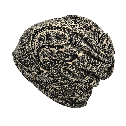 Paisley Print Slouchy Beanie Gebreid Polyester Multifunctionele Hoed En Nekwarmer Boheemse Stijl Lichtgewicht Zacht